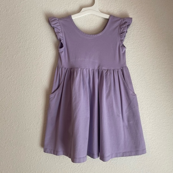 Hanna Andersson Peaceful Purple Super Soft Ruffle Skater Dress size 5 - Picture 6 of 7